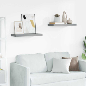 vidaXL Wandschappen zwevend 2 st 60x23,5x3,8 cm MDF grijs