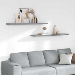 vidaXL Wandschappen zwevend 2 st 120x23,5x3,8 cm MDF grijs