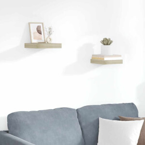 vidaXL Wandschappen zwevend 2 st 23x23,5x3,8 cm MDF eikenkleurig