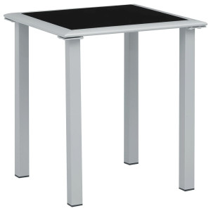 vidaXL Tuintafel 41x41x45 cm staal en glas zwart en zilverkleurig