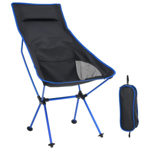 vidaXL Campingstoel inklapbaar PVC en aluminium zwart