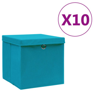 vidaXL Opbergboxen met deksel 10 st 28x28x28 cm babyblauw