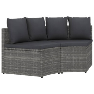 vidaXL 2-delige Loungeset met kussens poly rattan grijs