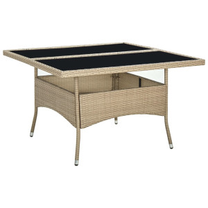 vidaXL Tuintafel poly rattan en glas beige