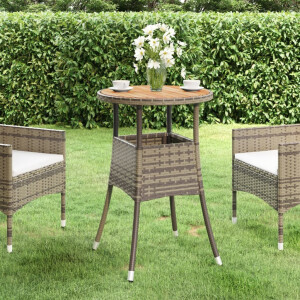 vidaXL Tuintafel Ø60x75 cm acaciahout en poly rattan grijs