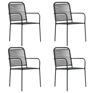 vidaXL Tuinstoelen 4 st katoenen touw en staal zwart