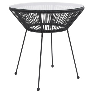 vidaXL Tuintafel Ø70x74 cm rattan en glas zwart