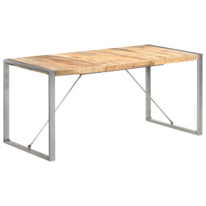 vidaXL Eettafel 160x80x75 cm massief ruw mangohout