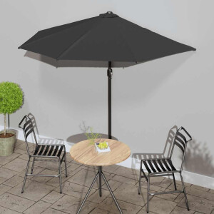 vidaXL Balkonparasol half met aluminium paal 270x144x222 cm zwart