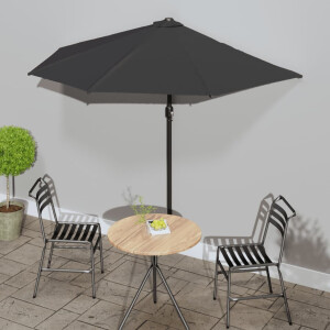 vidaXL Balkonparasol half met aluminium paal 270x144x222 cm zwart