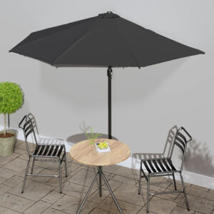 vidaXL Balkonparasol half met aluminium paal 300x155x223 cm zwart