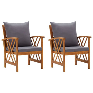 vidaXL Tuinstoelen 2 st met kussens massief acaciahout
