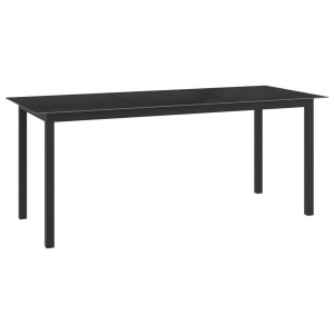 vidaXL Tuintafel 190x90x74 cm aluminium en glas zwart