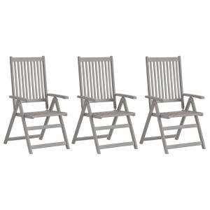 vidaXL Tuinstoelen verstelbaar 3 st massief acaciahout grijs