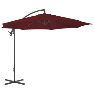 vidaXL Zweefparasol met stalen paal 300 cm bordeauxrood