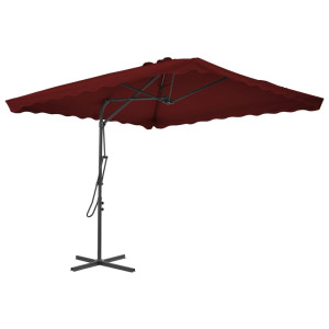 vidaXL Parasol met stalen paal 250x250x230 cm bordeauxrood