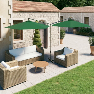 vidaXL Parasol dubbel met stalen paal 600 cm groen