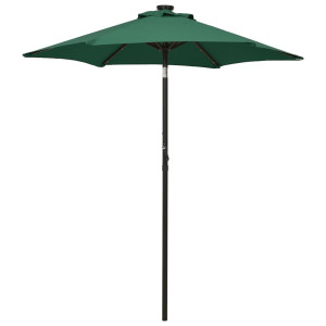 vidaXL Parasol met LED-verlichting 200x211 cm aluminium groen