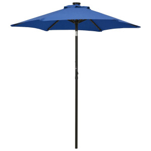 vidaXL Parasol met LED-verlichting 200x211 cm aluminium azuurblauw