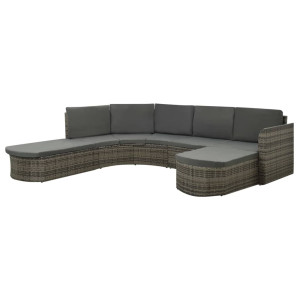 vidaXL 4-delige Loungeset met kussens poly rattan grijs