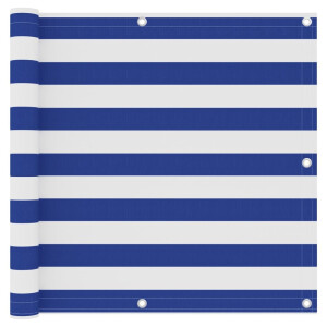 vidaXL Balkonscherm 90x600 cm oxford stof wit en blauw