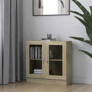 vidaXL Vitrinekast 82,5x30,5x80 cm bewerkt hout sonoma eikenkleurig
