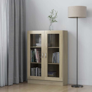 vidaXL Vitrinekast 82,5x30,5x115 cm bewerkt hout sonoma eikenkleurig