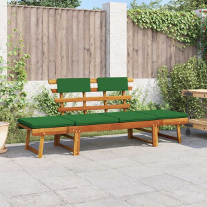 vidaXL Tuinbank met kussens 2-in-1 190 cm massief acaciahout