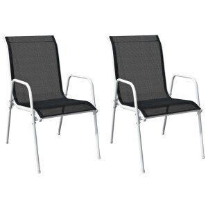 vidaXL Tuinstoelen stapelbaar 2 st staal en textileen zwart