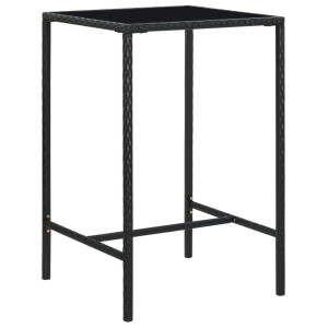 vidaXL Tuinbartafel 70x70x110 cm poly rattan en glas zwart