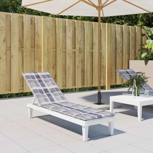 vidaXL Terrasstoelkussen ruitpatroon (75+105)x50x4 cm grijs