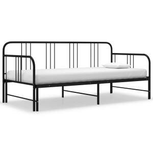 vidaXL Slaapbank uittrekbaar metaal zwart 90x200 cm