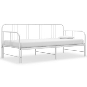 vidaXL Slaapbank uittrekbaar metaal wit 90x200 cm