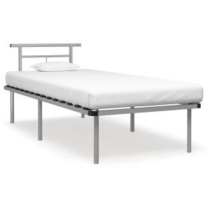 vidaXL Bedframe metaal grijs 90x200 cm