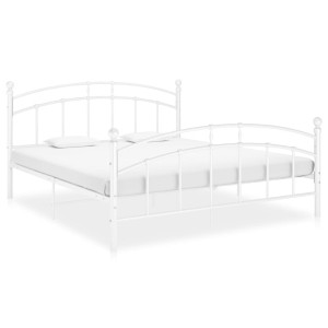 vidaXL Bedframe metaal wit 140x200 cm