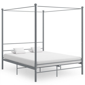 vidaXL Hemelbedframe metaal grijs 160x200 cm