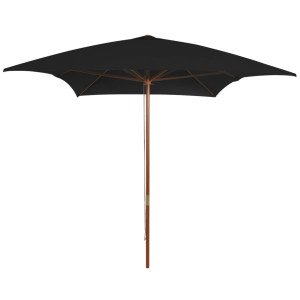 vidaXL Parasol met houten paal 200x300 cm zwart