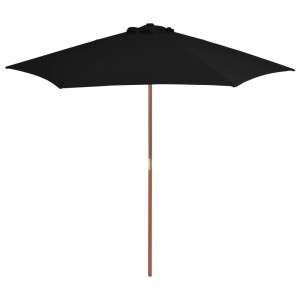 vidaXL Parasol met houten paal 270 cm zwart