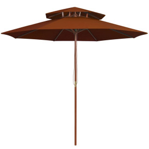 vidaXL Parasol dubbeldekker met houten paal 270 cm terracottakleurig