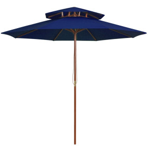 vidaXL Parasol dubbeldekker met houten paal 270 cm blauw