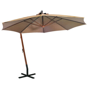 vidaXL Zweefparasol met paal 3,5x2,9 m massief vurenhout taupe