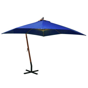 vidaXL Zweefparasol met paal 3x3 m massief vurenhout azuurblauw