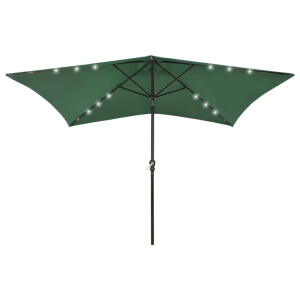 vidaXL Parasol met LED's en stalen paal 2x3 m groen