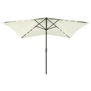 vidaXL Parasol met LED's en stalen paal 2x3 m zandkleurig