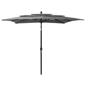 vidaXL Parasol 3-laags met aluminium paal 2,5x2,5 m antracietkleurig