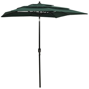 vidaXL Parasol 3-laags met aluminium paal 2x2 m groen