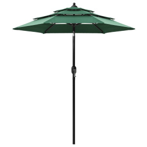vidaXL Parasol 3-laags met aluminium paal 2 m groen