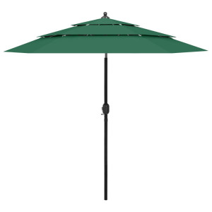 vidaXL Parasol 3-laags met aluminium paal 2,5 m groen