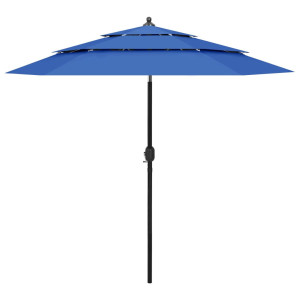 vidaXL Parasol 3-laags met aluminium paal 2,5 m azuurblauw