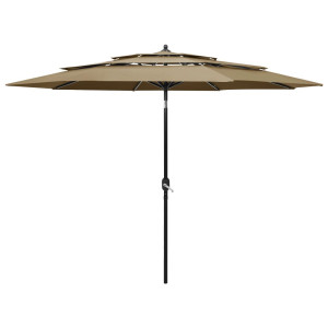 vidaXL Parasol 3-laags met aluminium paal 3 m taupe